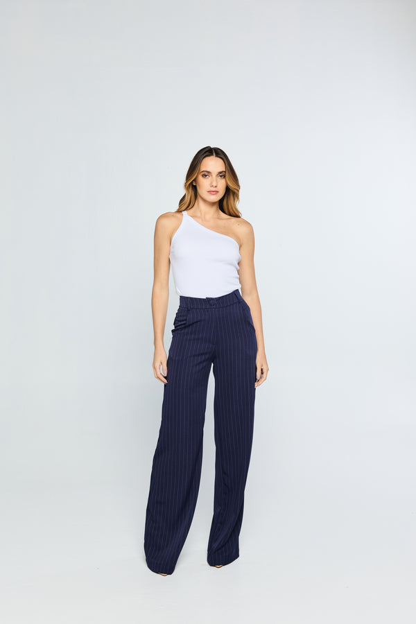Calça Finesse Risca de Giz Blu