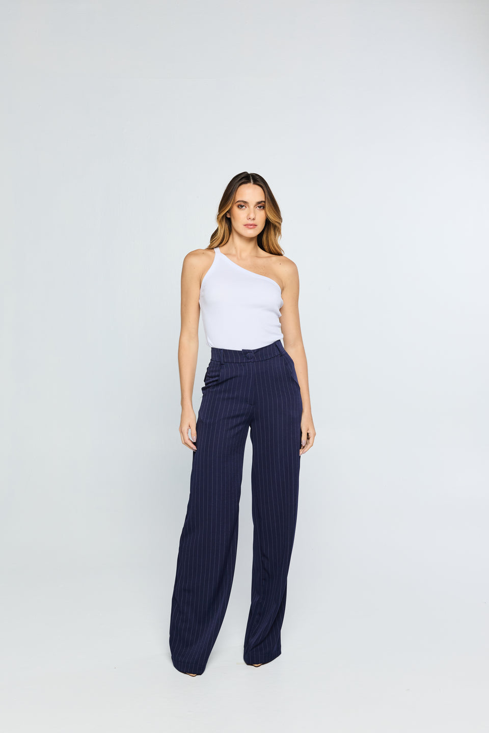 Calça Finesse Risca de Giz Blu