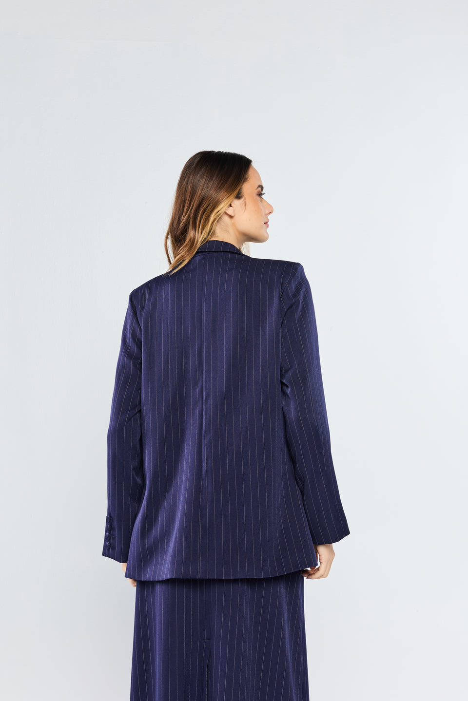 Blazer Tessuto Risca de Giz Blu