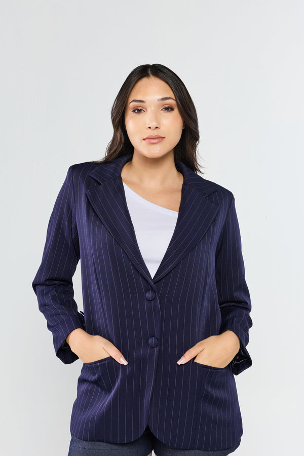 Blazer Tessuto Risca de Giz Blu