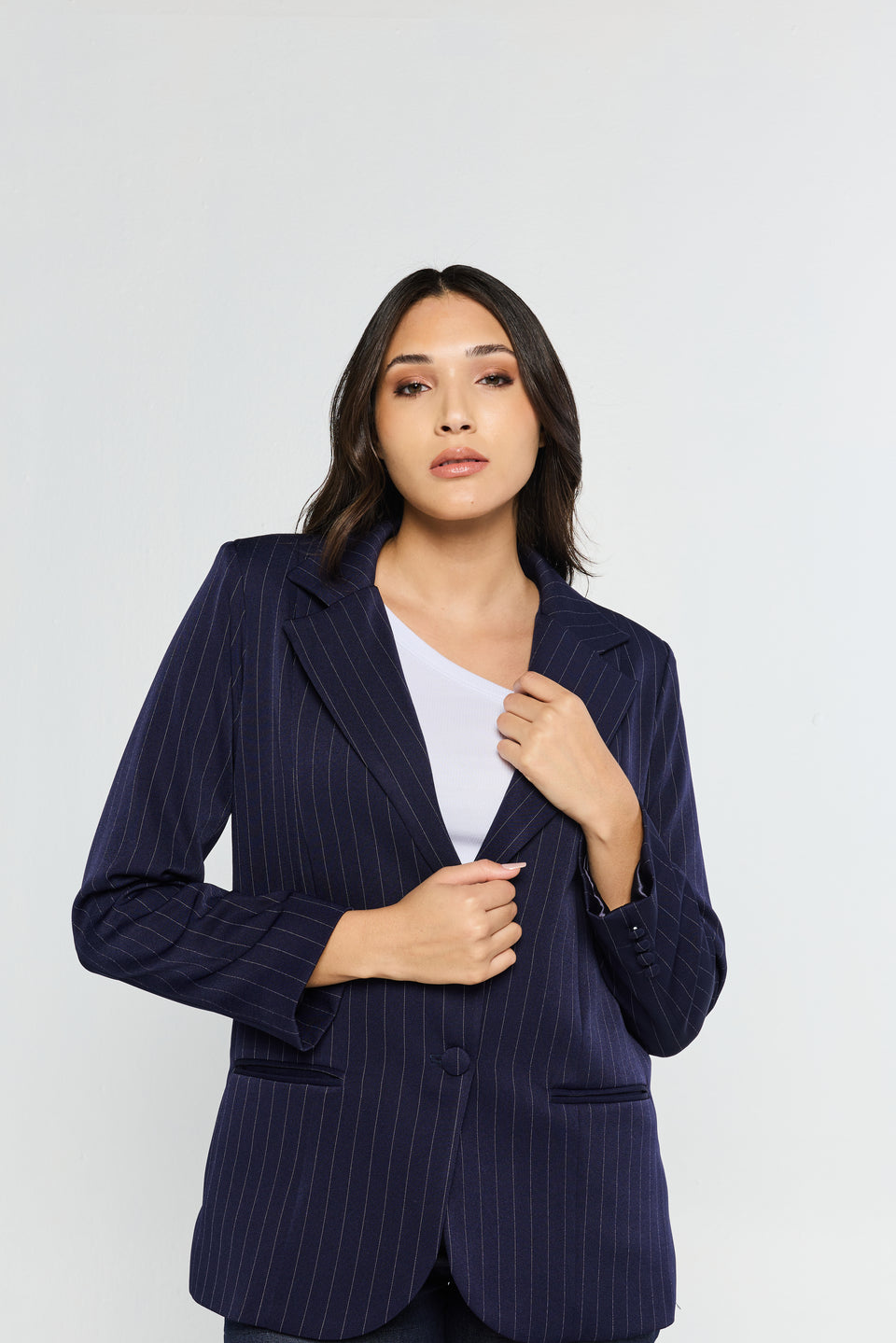 Blazer Tessuto Risca de Giz Blu