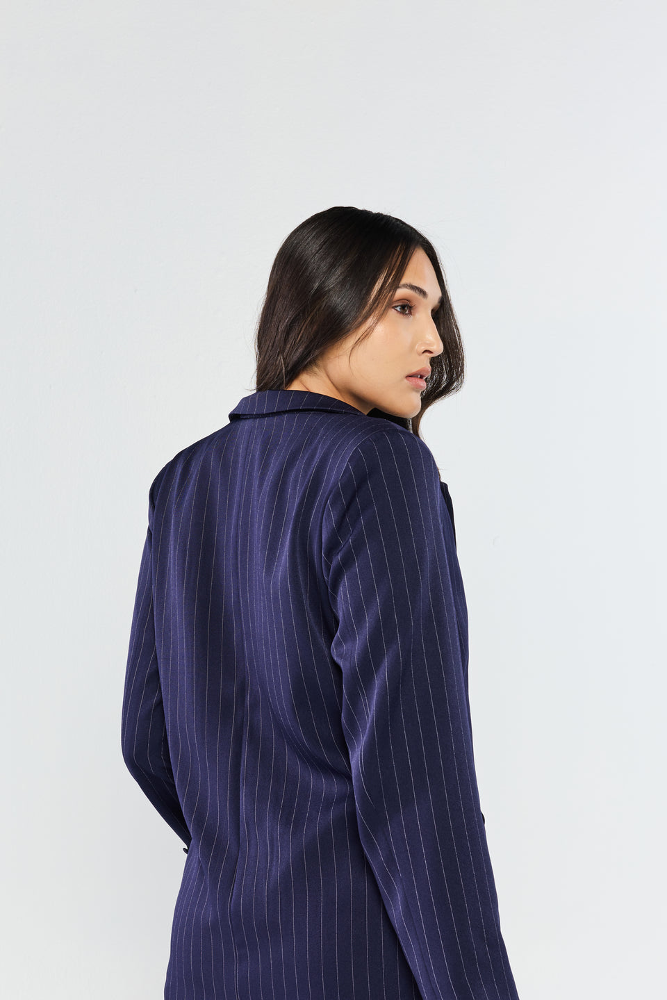 Blazer Tessuto Risca de Giz Blu