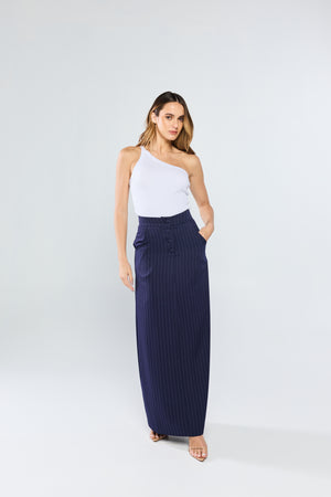 Saia Tailleur Risca de Giz Blu