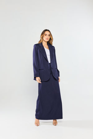 Saia Tailleur Risca de Giz Blu