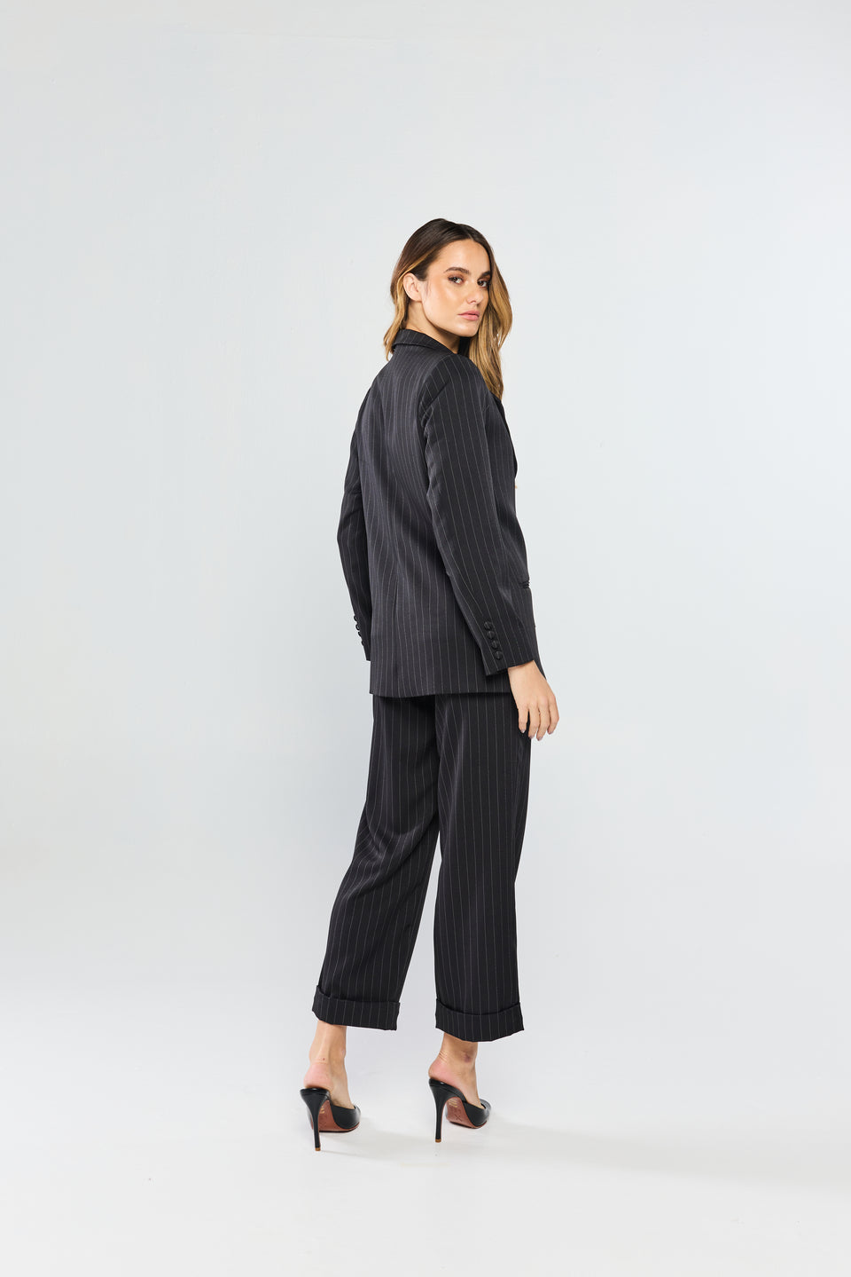 Blazer Tessuto Risca de Giz Nero