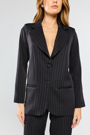 Blazer Tessuto Risca de Giz Nero