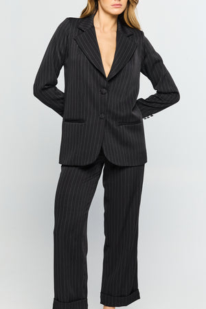 Blazer Tessuto Risca de Giz Nero
