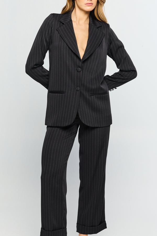 Blazer Tessuto Risca de Giz Nero